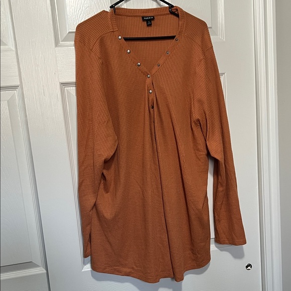 Torrid Orange Waffle Knit Long Sleeve - Picture 4 of 9